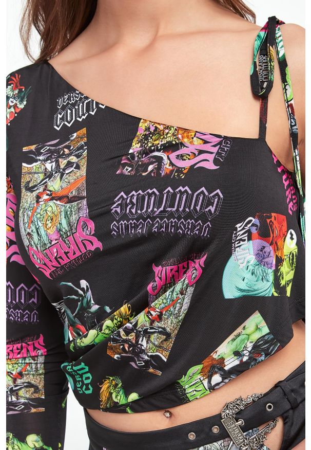 Versace Jeans Couture - Top damski na jedno ramię VERSACE JEANS COUTURE