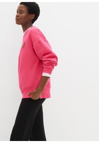 bonprix - Bluza oversize z bawełny organicznej. Kolor: różowy. Materiał: bawełna #1