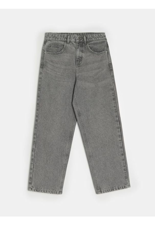 Sinsay - Jeansy baggy z efektem sprania - szary. Kolor: szary