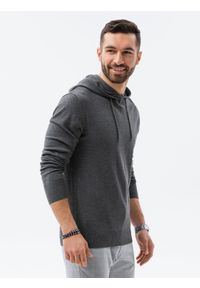 Ombre Clothing - Sweter męski z kapturem - szary melanż V1 E187 - XXL. Typ kołnierza: kaptur. Kolor: szary. Materiał: bawełna, nylon. Wzór: melanż #6