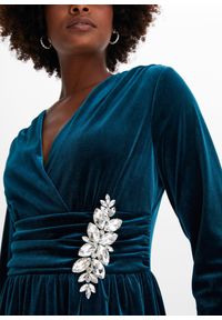 bonprix - Sukienka z dżerseju z połyskującego aksamitu. Typ kołnierza: dekolt w serek. Kolor: niebieski. Materiał: jersey #2