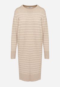 Born2be - Beżowa Sukienka w Paski z Dzianiny z Wiskozą o Prostym Kroju ze Ściągaczami Delirae. Okazja: na co dzień, na spotkanie biznesowe, do pracy. Kolor: beżowy. Materiał: wiskoza, dzianina. Wzór: paski. Typ sukienki: proste. Styl: biznesowy, casual, elegancki, klasyczny #2