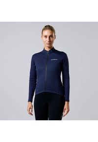 ACELERA - Damska kurtka kolarska Thermo Fleece z długim rękawem. Kolor: niebieski. Materiał: polar, jersey. Długość rękawa: długi rękaw. Długość: długie. Sezon: zima. Sport: kolarstwo #1