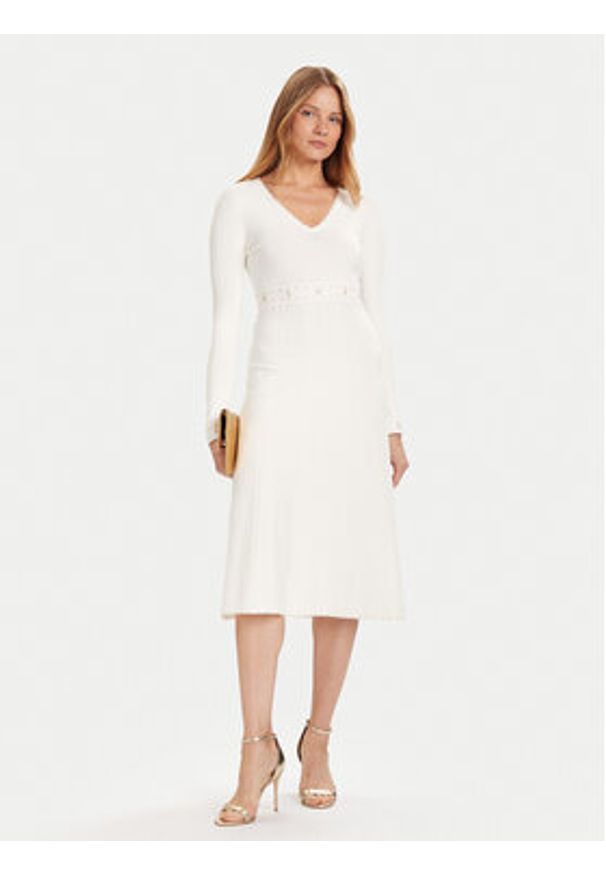 TwinSet - TWINSET Sukienka dzianinowa 252TP3271 Écru Regular Fit. Materiał: syntetyk