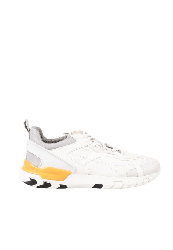 Geox Sneakersy "Grecale B" | U028ZB 04622 | Mężczyzna | Biały. Kolor: biały. Materiał: skóra, tkanina. Wzór: aplikacja