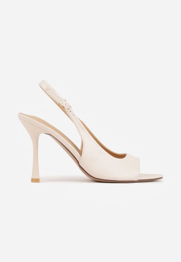 Renee - Beżowe Sandały Slingback VICES na Szpilce z Odkrytym Noskiem Blooma. Kolor: beżowy. Sezon: lato. Obcas: na szpilce. Styl: boho, elegancki