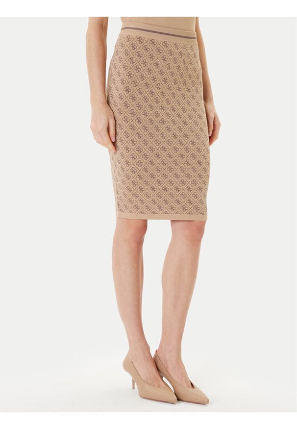 Guess Spódnica ołówkowa W4BD53 Z37K0 Beżowy Regular Fit. Kolor: beżowy. Materiał: syntetyk