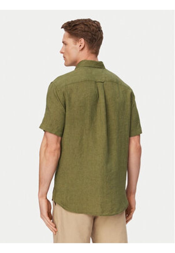 TOMMY HILFIGER - Tommy Hilfiger Koszula MW0MW41531 Zielony ciemny Regular Fit. Kolor: zielony. Materiał: len