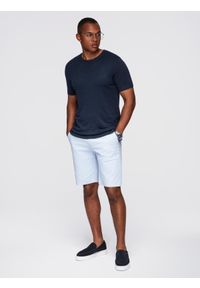Ombre Clothing - Męska klasyczna dzianinowa koszulka ze ściągaczami– granatowa V1 OM-TSCT-0252 - XXL. Kolor: czarny. Materiał: dzianina. Wzór: gładki, ze splotem. Styl: klasyczny #4