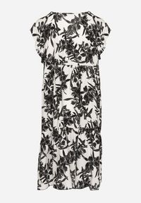 Born2be - Biała Bawełniana Sukienka o Rozkloszowanym Kroju w Kwiaty Libella. Okazja: na co dzień, do pracy. Kolor: biały. Materiał: bawełna. Wzór: kwiaty. Typ sukienki: rozkloszowane, proste. Styl: casual, elegancki #3