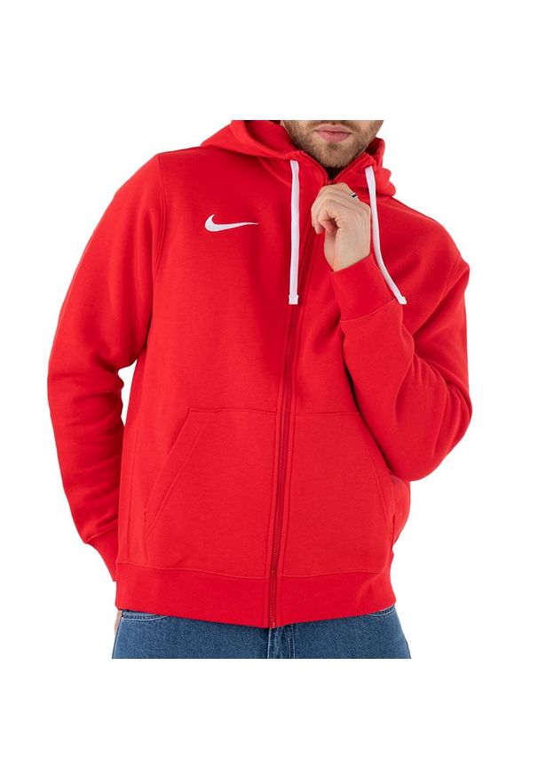 Bluza Nike Park 20 Fleece Full-Zip Hoodie CW6887-657 - czerwona. Typ kołnierza: kaptur. Kolor: czerwony. Materiał: materiał, poliester, bawełna. Wzór: aplikacja. Styl: klasyczny