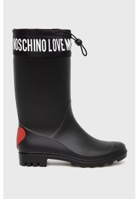 Love Moschino Kalosze damskie kolor czarny. Nosek buta: okrągły. Kolor: czarny. Materiał: guma