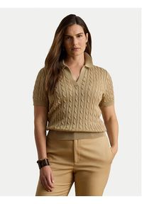 Lauren Ralph Lauren - LAUREN RALPH LAUREN Polo 200P14041006 Beżowy Regular Fit. Typ kołnierza: polo. Kolor: beżowy. Materiał: bawełna #3