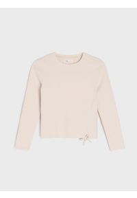 Sinsay - Bluzka z grubej prążkowanej dzianiny - beżowy. Kolor: beżowy. Materiał: dzianina, prążkowany #1