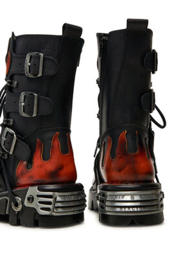 NEW ROCK Glany M-107-S1 Czarny. Kolor: czarny. Materiał: skóra. Styl: rockowy