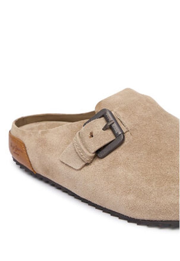 Pepe Jeans Klapki Corby Clog W PLS900001 Beżowy. Kolor: beżowy. Materiał: zamsz, skóra