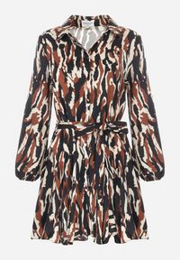 Born2be - Brązowa Sukienka Koszulowa z Materiałowym Paskiem Mirina. Okazja: na co dzień. Typ kołnierza: kołnierzyk klasyczny. Kolor: brązowy. Materiał: materiał. Długość rękawa: długi rękaw. Typ sukienki: koszulowe. Styl: klasyczny, casual, elegancki #3