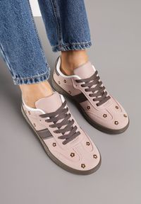 Born2be - Różowe Sneakersy Typu Tenisówki z Kwiatkami Reisare. Okazja: na co dzień. Kolor: różowy. Materiał: jeans. Wzór: kwiaty #3