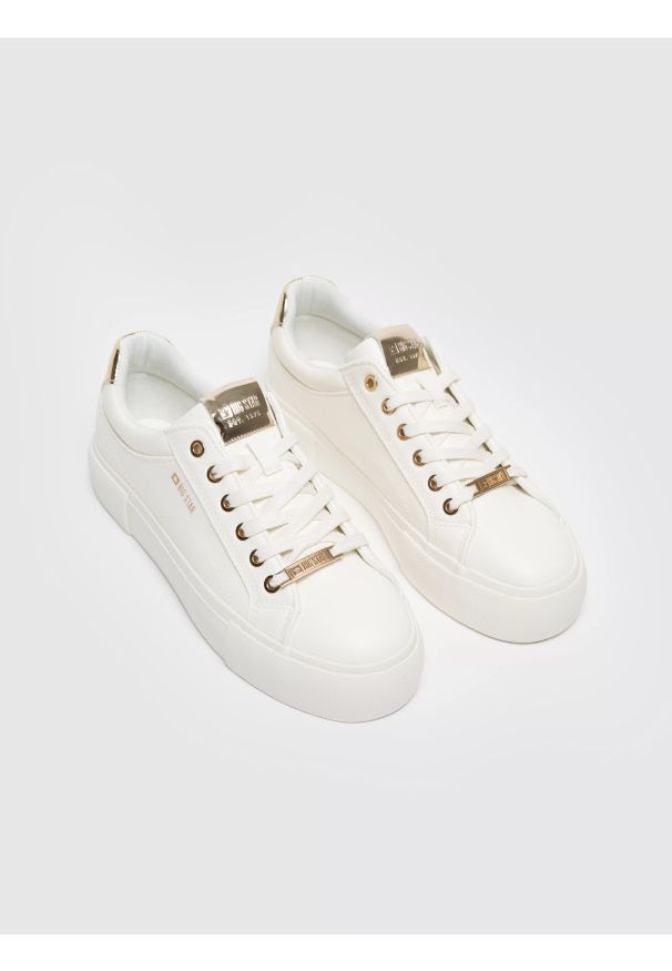 Big-Star - Sneakersy damskie ze skóry ekologicznej białe NN274A851 101. Kolor: biały. Materiał: skóra ekologiczna