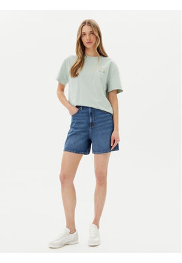 Lee Szorty jeansowe Stella 112364098 Granatowy Wide Leg. Kolor: niebieski. Materiał: bawełna