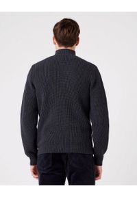 Wrangler - WRANGLER HALF ZIP KNIT MĘSKI SWETER KLASYCZNY ROZPINANY LOGO DARK GREY W8D0PJX06. Styl: klasyczny