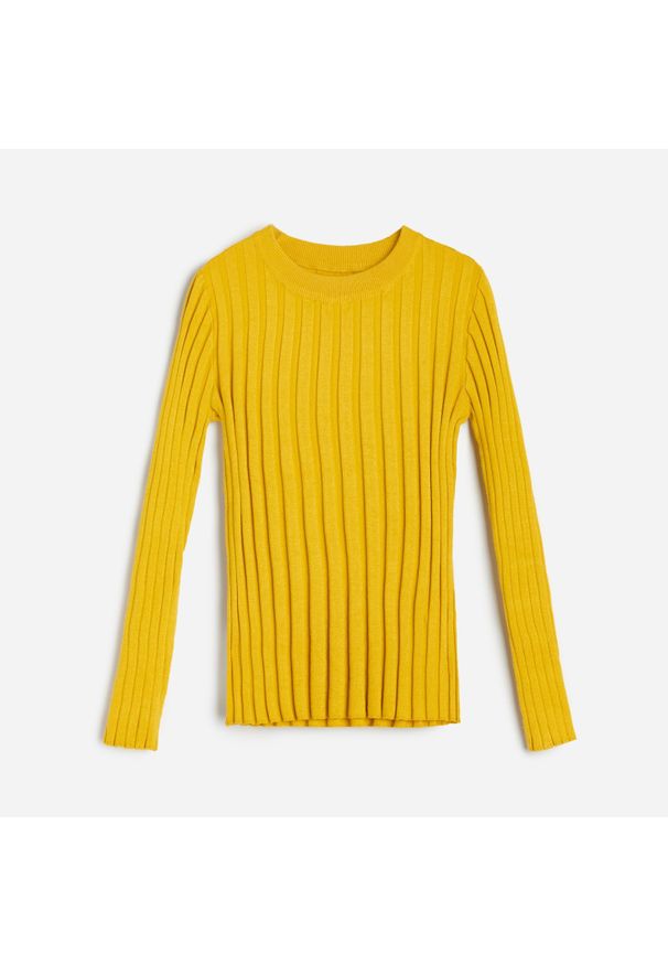 Reserved - Prążkowany sweter -. Kolor: żółty. Materiał: prążkowany