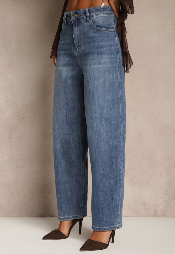 Renee - Niebieskie Jeansy o Kroju Balloon High Waist Analerie. Okazja: na co dzień. Stan: podwyższony. Kolor: niebieski. Styl: casual