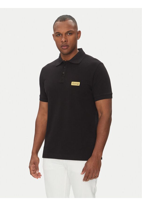 Versace Jeans Couture Polo 78GAGT08 Czarny Regular Fit. Typ kołnierza: polo. Kolor: czarny. Materiał: bawełna