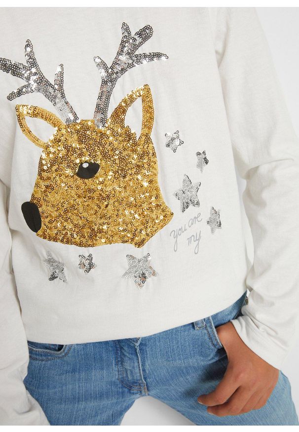 bonprix - Shirt z długim rękawem, z czystej bawełny organicznej. Kolor: biały. Materiał: bawełna. Długość rękawa: długi rękaw. Długość: długie