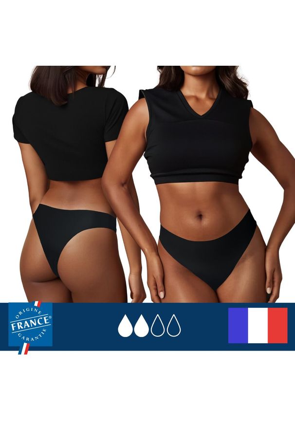 PLIM UNDERWEAR - Menstruacyjny strój kąpielowy brazylijski – średnia chłonność. Kolor: czarny
