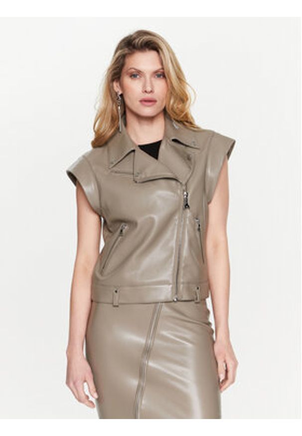 Patrizia Pepe Kurtka z imitacji skóry 8O0050/E005-G545 Beżowy Regular Fit. Kolor: beżowy. Materiał: skóra