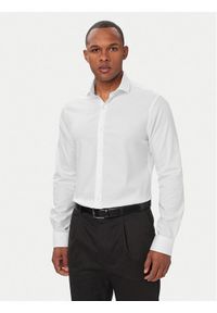 Calvin Klein Koszula LV019EU120 Biały Slim Fit. Kolor: biały. Materiał: bawełna #1