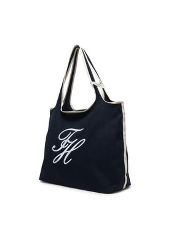 TOMMY HILFIGER - Tommy Hilfiger Torebka Th Summer Tote Canvas AW0AW18398 Granatowy. Kolor: niebieski
