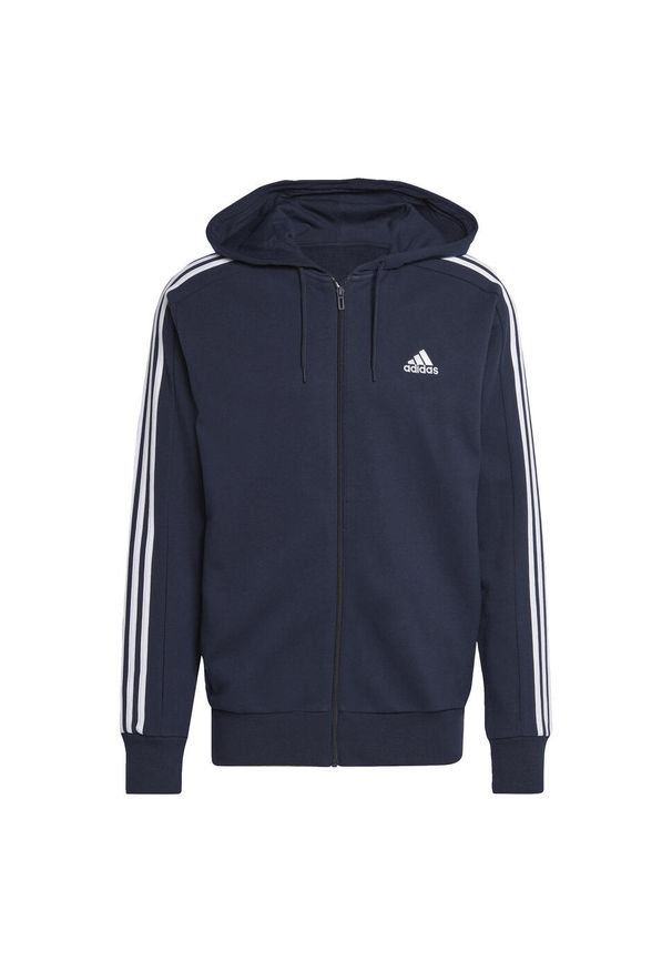 Adidas - Essentials French Terry 3-Stripes Full-Zip Hoodie. Typ kołnierza: kaptur. Kolor: biały, wielokolorowy, niebieski