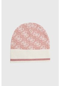 Guess czapka kolor różowy. Kolor: różowy. Materiał: dzianina #1