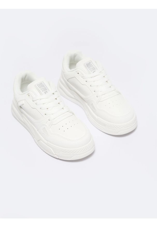 Big-Star - Sneakersy damskie sportowe białe NN274667 101. Kolor: biały. Materiał: syntetyk, jeans, skóra. Sezon: lato. Sport: turystyka piesza