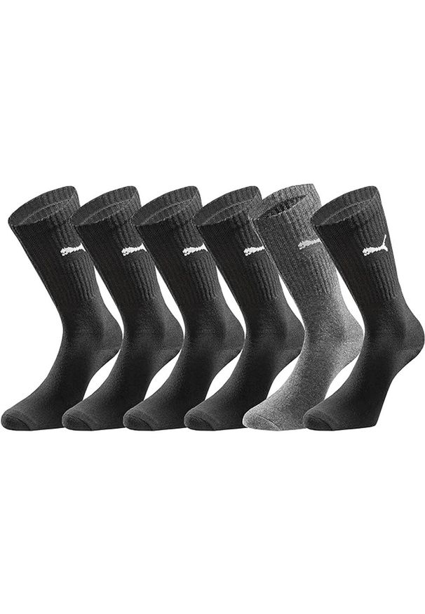 SKARPETY Puma Crew Socks 6-pack Combo, Dla obu płci. Kolor: czarny. Materiał: materiał, bawełna. Sport: turystyka piesza