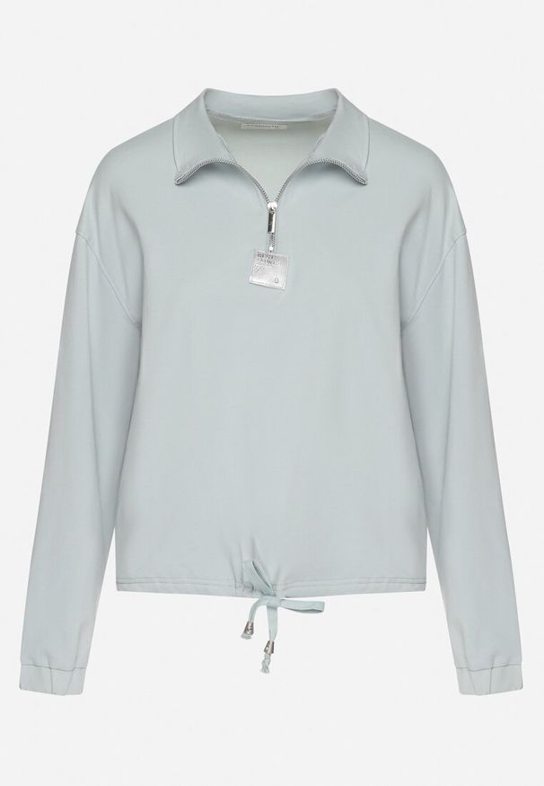 Born2be - Niebieska Bluza z Bawełną i Suwakiem Ściągana Sznurkami Felasa. Okazja: na spacer, na co dzień. Kolor: niebieski. Materiał: bawełna. Sezon: wiosna. Styl: casual