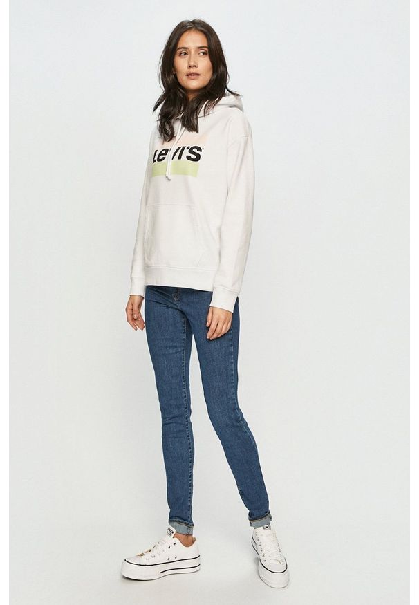 Levi's® - Levi's - Bluza bawełniana. Okazja: na spotkanie biznesowe. Typ kołnierza: kaptur. Kolor: biały. Materiał: bawełna. Wzór: nadruk. Styl: biznesowy