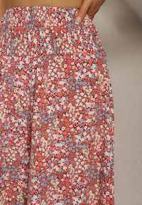 Renee - Różowe Szerokie Spodnie Culotte High Waist z Gumką w Talii Vikiisona. Stan: podwyższony. Kolor: różowy. Materiał: tkanina. Sezon: lato