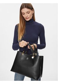 TOMMY HILFIGER - Tommy Hilfiger Torebka Th Chic Satchel AW0AW14784 Czarny. Kolor: czarny. Materiał: skórzane #4