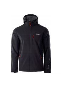 Hi-tec - Kurtka męska Softshell Hi-Tec Caen - czarno-pomarańczowa, Rozmiar XXL. Kolor: pomarańczowy, czarny, wielokolorowy. Materiał: softshell. Sport: turystyka piesza #1