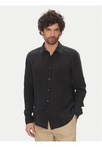 BOSS Koszula 50537381 Czarny Regular Fit. Kolor: czarny. Materiał: len