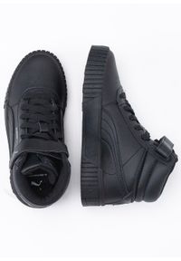 Sneakersy dziecięce czarne Puma Carina 2.0 MID PS. Zapięcie: pasek. Kolor: czarny. Materiał: materiał, skóra, guma. Szerokość cholewki: normalna. Sezon: lato