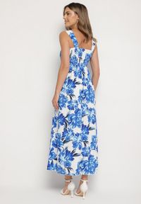 Born2be - Niebieska Rozkloszowana Sukienka z Wiskozą w Kwiatowym Wzór Nilarune. Kolor: niebieski. Materiał: wiskoza. Długość rękawa: na ramiączkach. Wzór: kwiaty. Sezon: lato. Styl: klasyczny #2