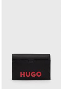 Hugo - HUGO etui na karty skórzane męski kolor czarny. Kolor: czarny. Materiał: skóra