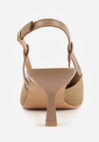 Renee - Ciemnobeżowe Ażurowe Sandały na Szpilce Slingback Erilise. Zapięcie: sprzączka. Kolor: beżowy. Wzór: ażurowy. Obcas: na szpilce. Styl: elegancki #6