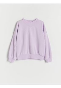 Reserved - Gładka bluza z bawełną - lawendowy. Kolor: fioletowy. Materiał: bawełna. Wzór: gładki