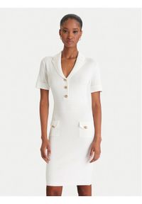 Guess Sukienka dzianinowa W5YK29 Z0130 Biały Slim Fit. Kolor: biały. Materiał: wiskoza
