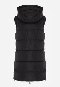 Renee - Czarna Długa Kamizelka Pikowana Dwustronna ze Sznurkami przy Kapturze Frenila. Okazja: na spacer. Kolor: czarny. Materiał: jeans, materiał. Długość: długie #3